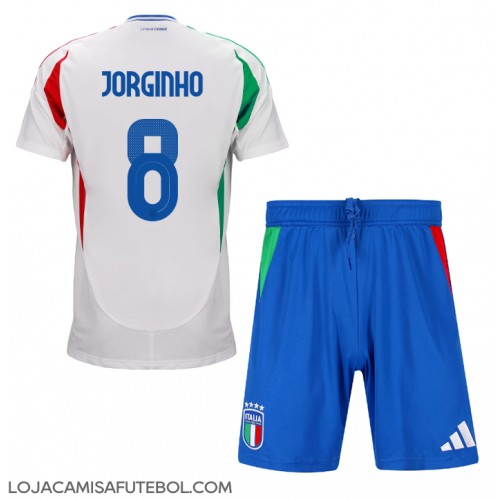 Camisa de Futebol Itália Jorginho Frello #8 Equipamento Secundário Infantil Europeu 2024 Manga Curta (+ Calças curtas)